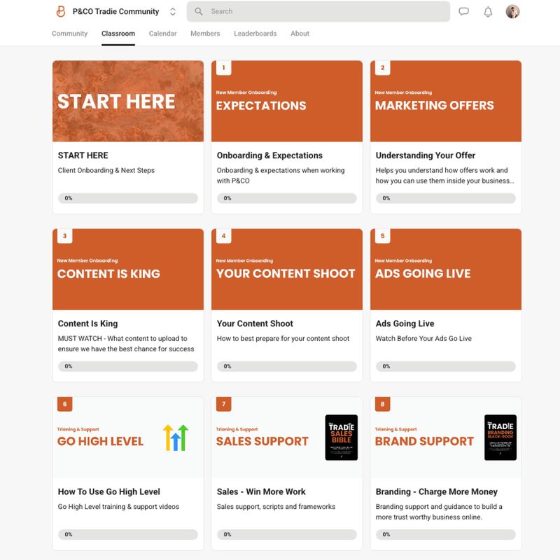 P&CO Tradie Community — courses and training platform
