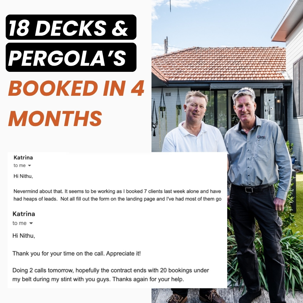 18 decks and pergolas booked in 4 months